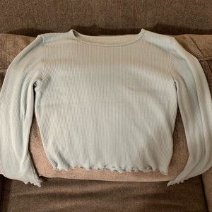 American Eagle Light Green/Blue Long Sleeve Crop Top - Size S